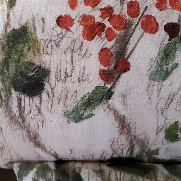 Pottery Barn Painted Holly Branch Pillow NWT 16x26" Christmas +New PB Inserts - Picture 9 of 9